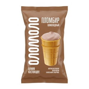 Мороженое пломбир в вафельном стаканчике шоколадный